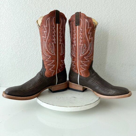 NEW Rod Patrick Mens Cowboy Boots 12.5C Brown Shark Leather Western Square Toe - Picture 8 of 12